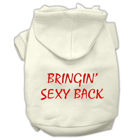 Bringin' Sexy Back Screen Print Pet Hoodies Cream Size XL (16)