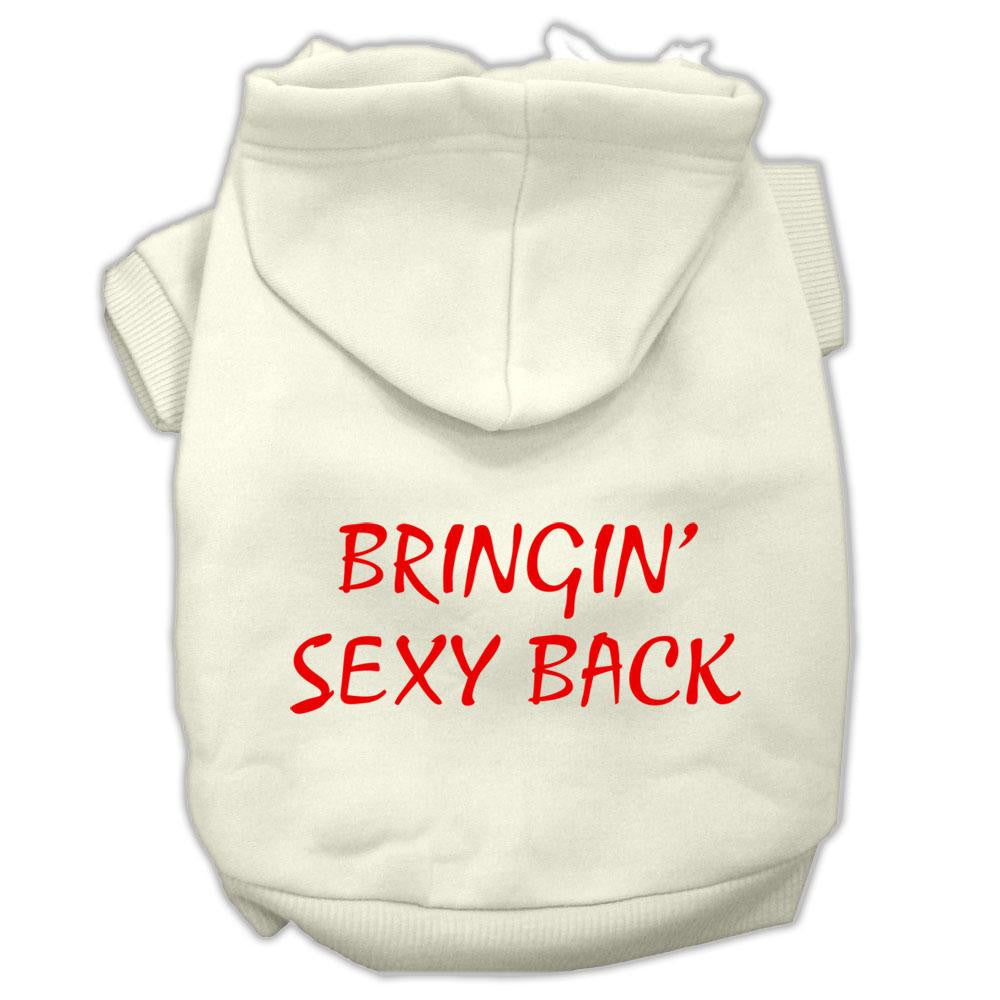 Bringin' Sexy Back Screen Print Pet Hoodies Cream Size XS (8)