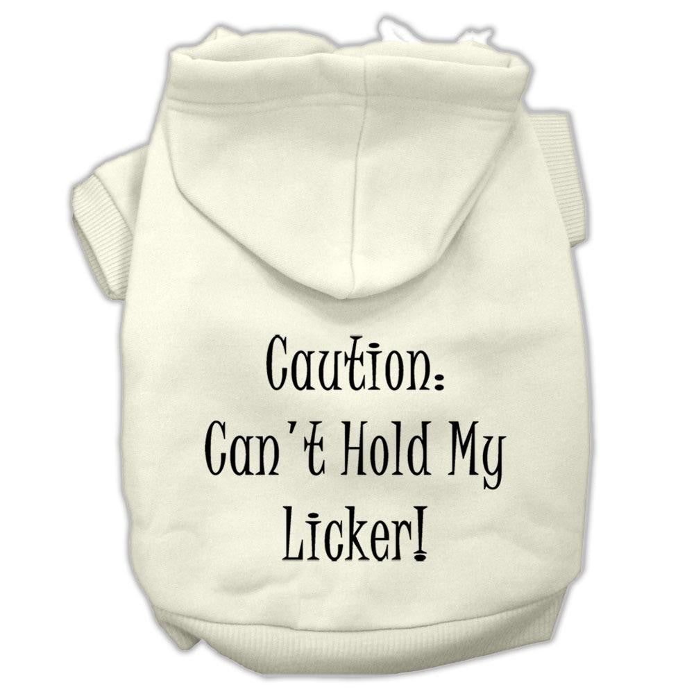 Can't Hold My Licker Screen Print Pet Hoodies Cream Size XS (8)