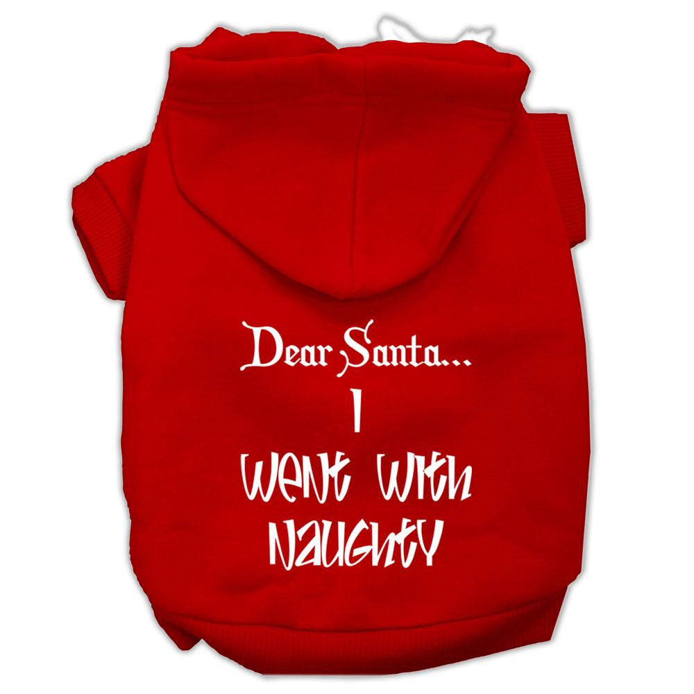 Dear Santa I Went with Naughty Screen Print Pet Hoodies Red Size Lg (14)