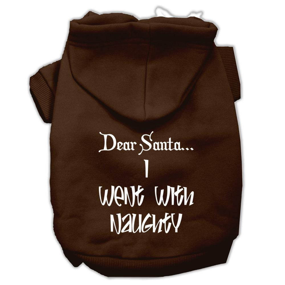 Dear Santa I Went with Naughty Screen Print Pet Hoodies Brown Size Med (12)