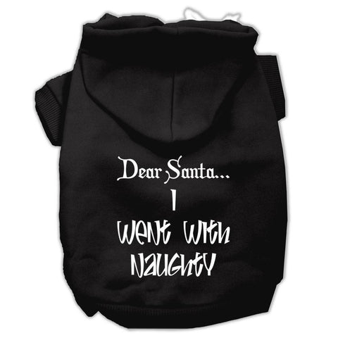 Dear Santa I Went with Naughty Screen Print Pet Hoodies Black Size Sm (10)