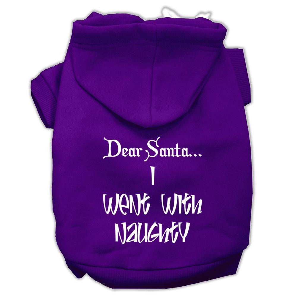 Dear Santa I Went with Naughty Screen Print Pet Hoodies Purple Size Sm (10)