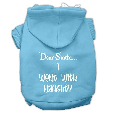 Dear Santa I Went with Naughty Screen Print Pet Hoodies Baby Blue Size XL (16)