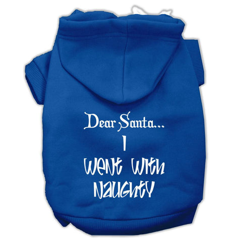 Dear Santa I Went with Naughty Screen Print Pet Hoodies Blue Size XL (16)