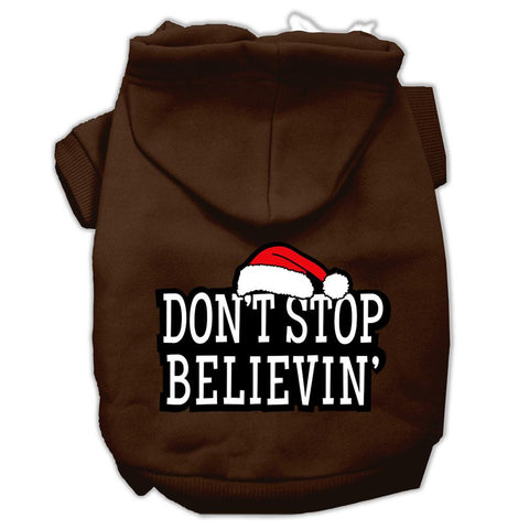 Don't Stop Believin' Screenprint Pet Hoodies Brown Size M (12)