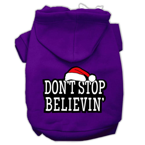 Don't Stop Believin' Screenprint Pet Hoodies Purple Size XL (16)