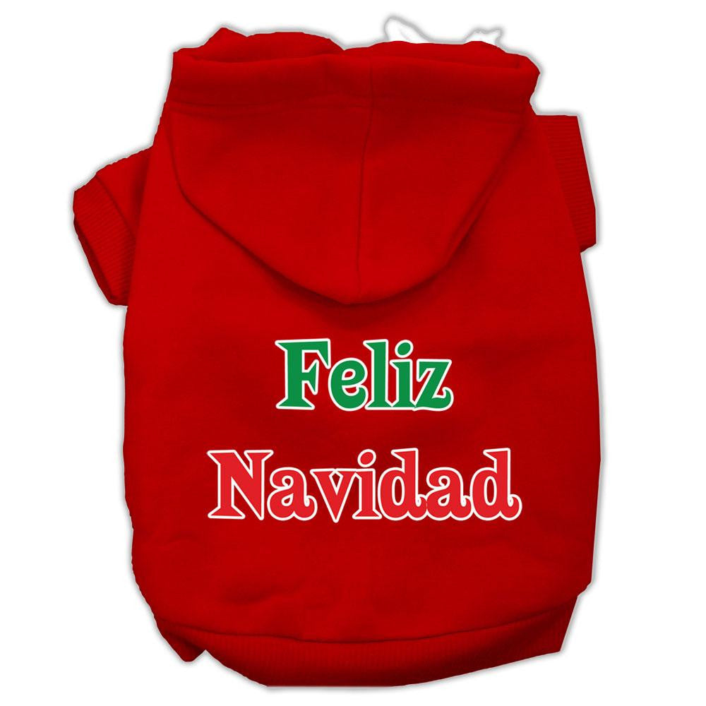 Feliz Navidad Screen Print Pet Hoodies Red Size L (14)