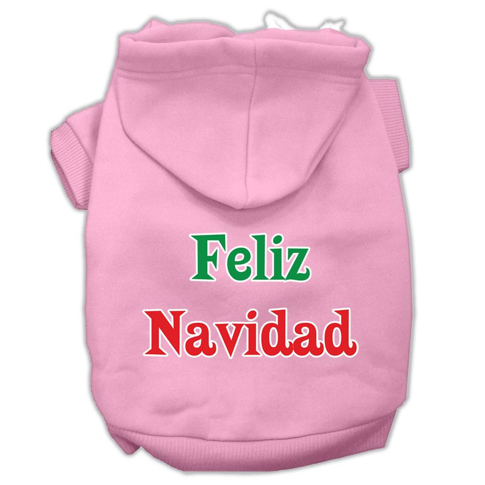 Feliz Navidad Screen Print Pet Hoodies Light Pink XL (16)