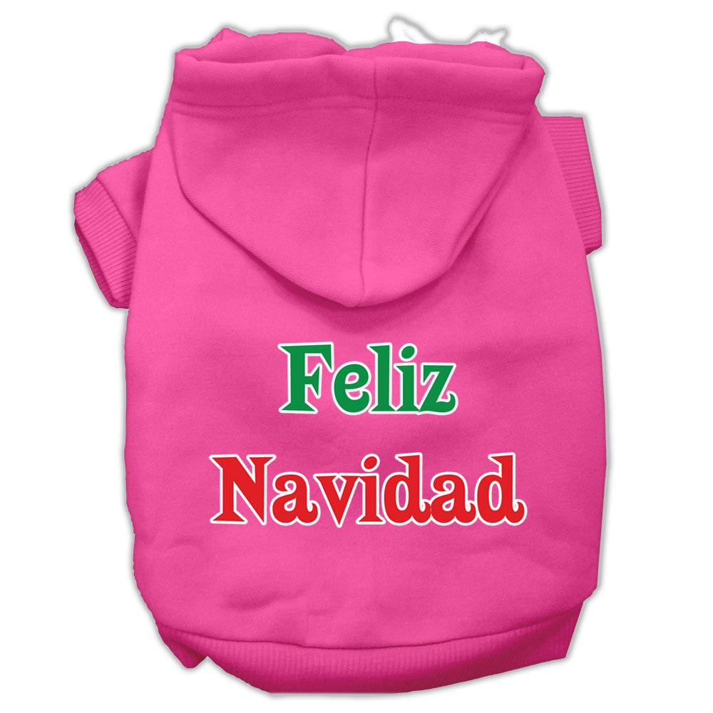 Feliz Navidad Screen Print Pet Hoodies Bright Pink XS (8)