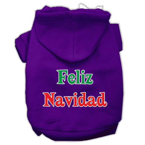 Feliz Navidad Screen Print Pet Hoodies Purple XXXL(20)