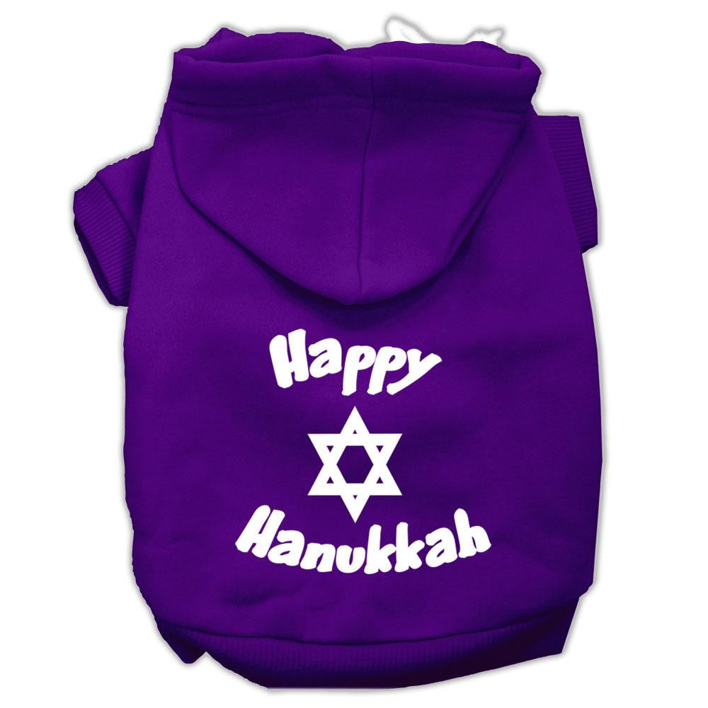 Happy Hanukkah Screen Print Pet Hoodies Purple Size XL (16)