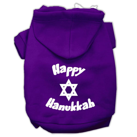 Happy Hanukkah Screen Print Pet Hoodies Purple Size XXXL (20)