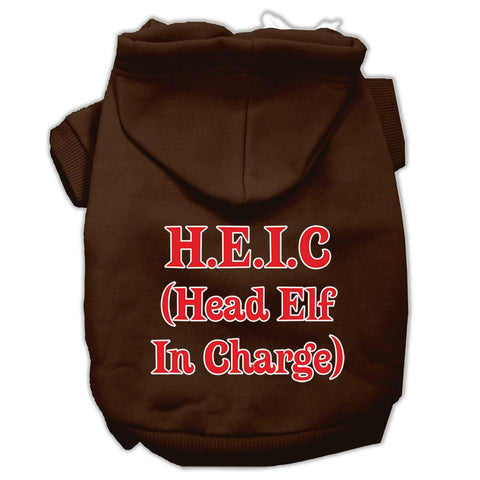 Head Elf In Charge Screen Print Pet Hoodies Brown Size Lg (14)