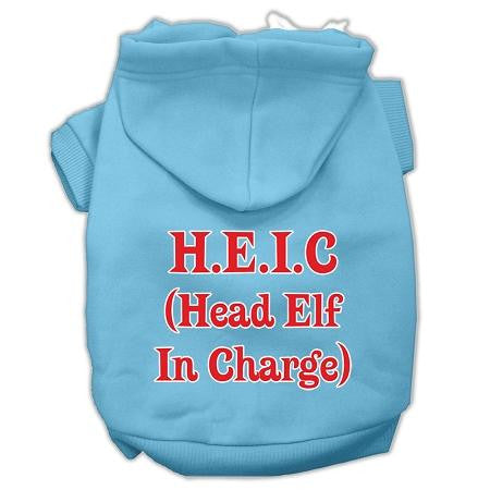 Head Elf In Charge Screen Print Pet Hoodies Baby Blue Size Med (12)