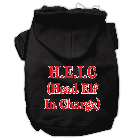 Head Elf In Charge Screen Print Pet Hoodies Black Size XL (16)