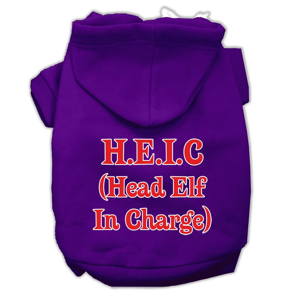 Head Elf In Charge Screen Print Pet Hoodies Purple Size XL (16)