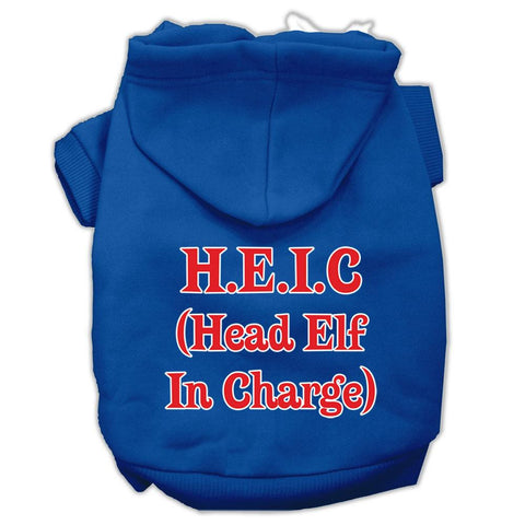 Head Elf In Charge Screen Print Pet Hoodies Blue Size XXL (18)