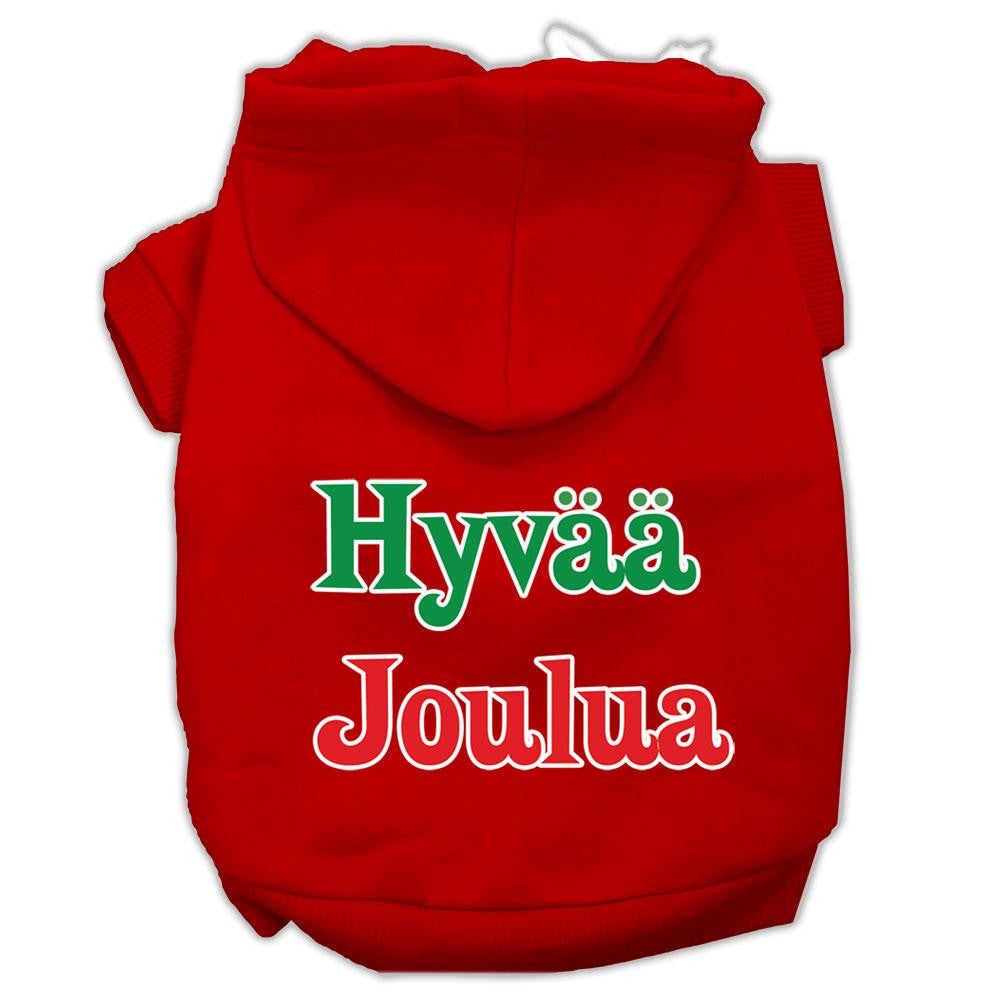 Hyvaa Joulua Screen Print Pet Hoodies Red Size L (14)