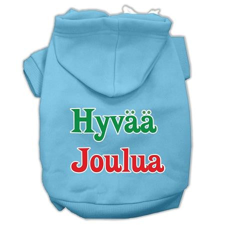 Hyvaa Joulua Screen Print Pet Hoodies Baby Blue M (12)