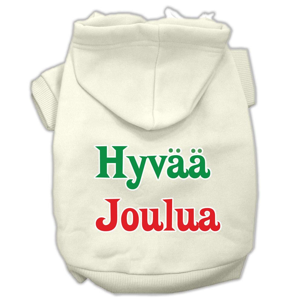 Hyvaa Joulua Screen Print Pet Hoodies Cream Size XL (16)