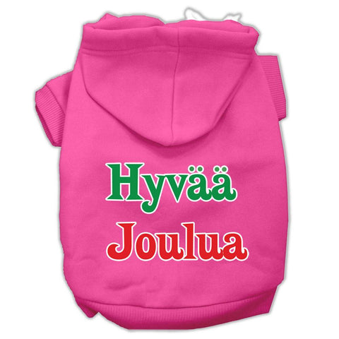 Hyvaa Joulua Screen Print Pet Hoodies Bright Pink XS (8)