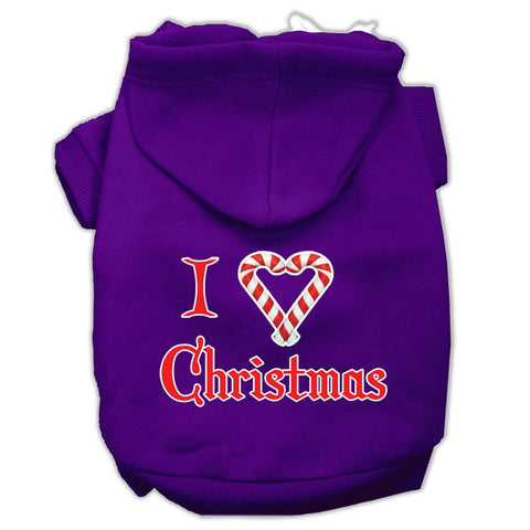 I Heart Christmas Screen Print Pet Hoodies Purple Size Lg (14)