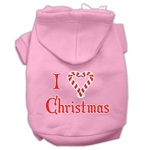 I Heart Christmas Screen Print Pet Hoodies Light Pink Size XL (16)