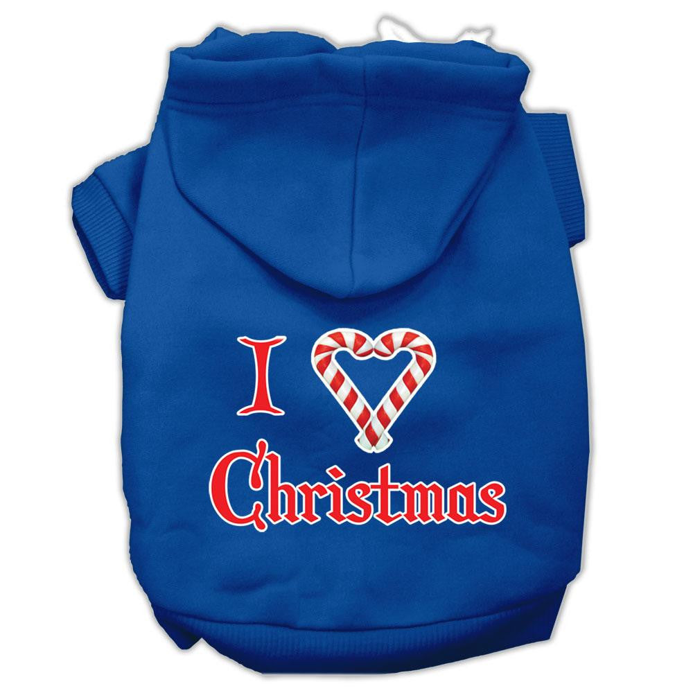 I Heart Christmas Screen Print Pet Hoodies Blue Size XS (8)