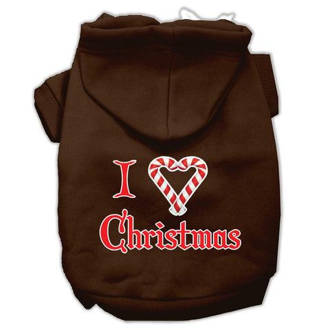 I Heart Christmas Screen Print Pet Hoodies Brown Size XS (8)