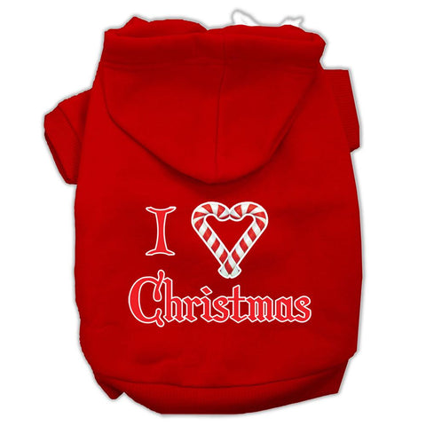 I Heart Christmas Screen Print Pet Hoodies Red Size XS (8)