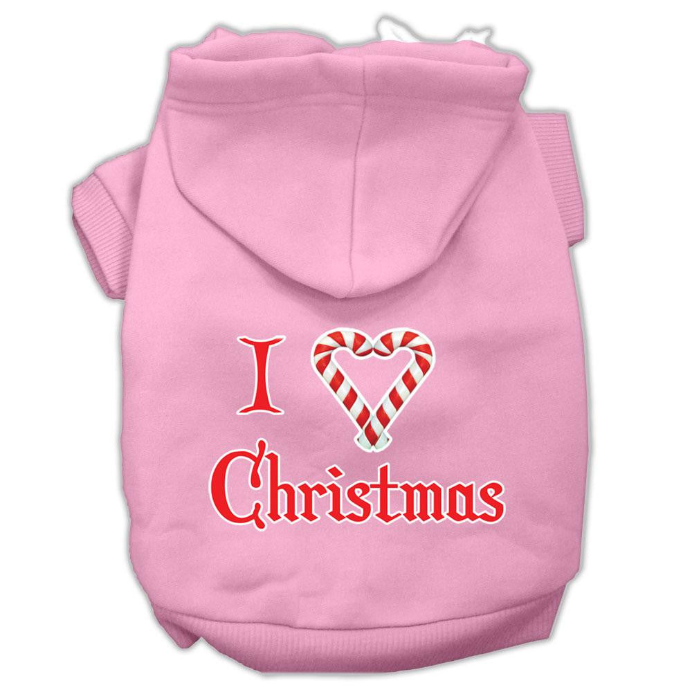 I Heart Christmas Screen Print Pet Hoodies Light Pink Size XXL (18)