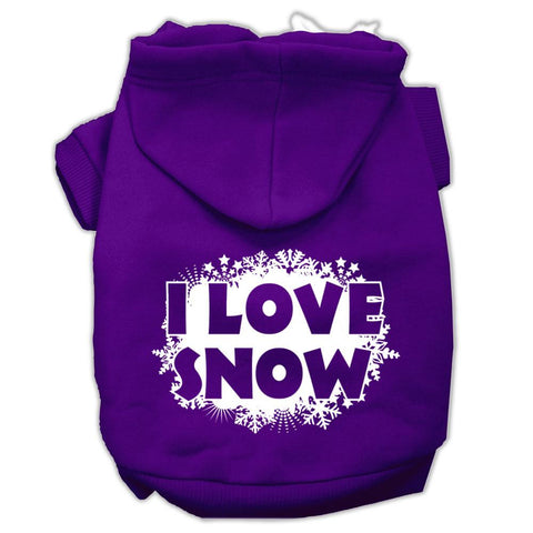 I Love Snow Screenprint Pet Hoodies Purple Size L (14)