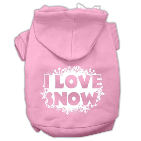 I Love Snow Screenprint Pet Hoodies Light Pink Size XXL (18)