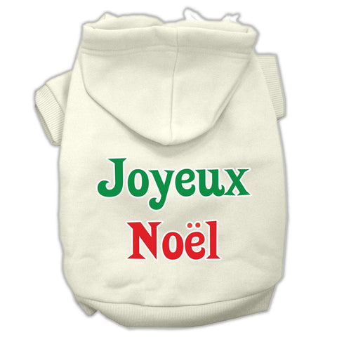 Joyeux Noel Screen Print Pet Hoodies Cream Size XL (16)