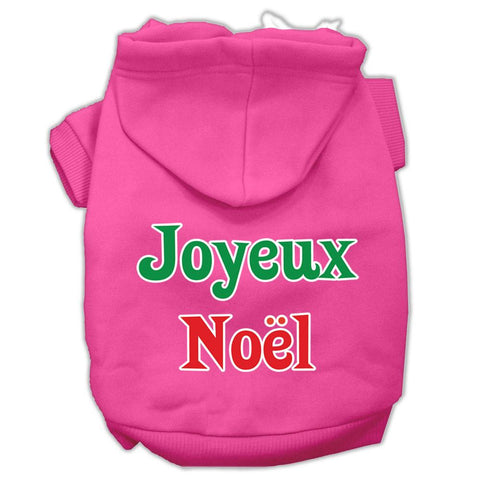 Joyeux Noel Screen Print Pet Hoodies Bright Pink XS (8)