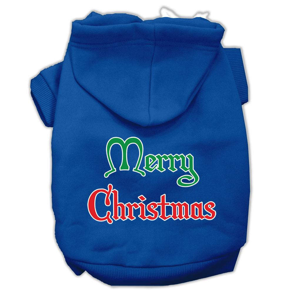 Merry Christmas Screen Print Pet Hoodies Blue Size XL (16)