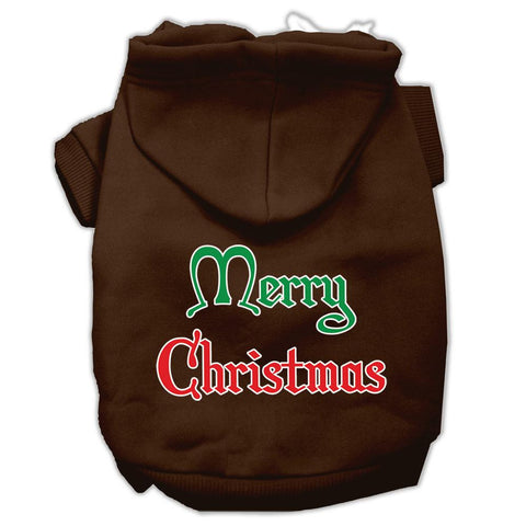 Merry Christmas Screen Print Pet Hoodies Brown Size XL (16)