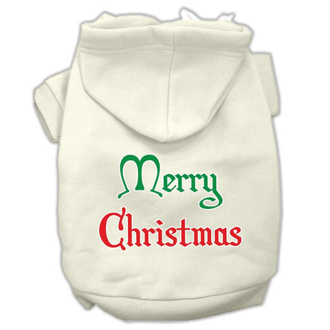 Merry Christmas Screen Print Pet Hoodies Cream Size XL (16)