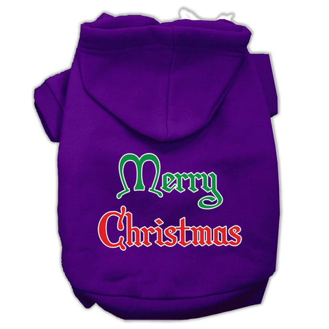 Merry Christmas Screen Print Pet Hoodies Purple Size XS (8)