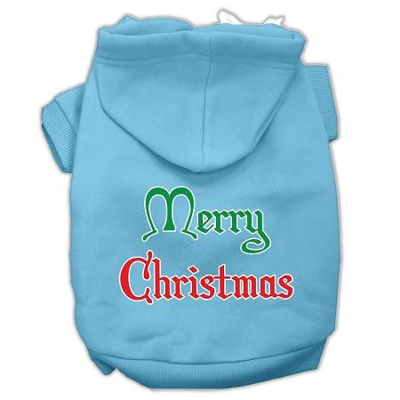 Merry Christmas Screen Print Pet Hoodies Baby Blue Size XXL (18)