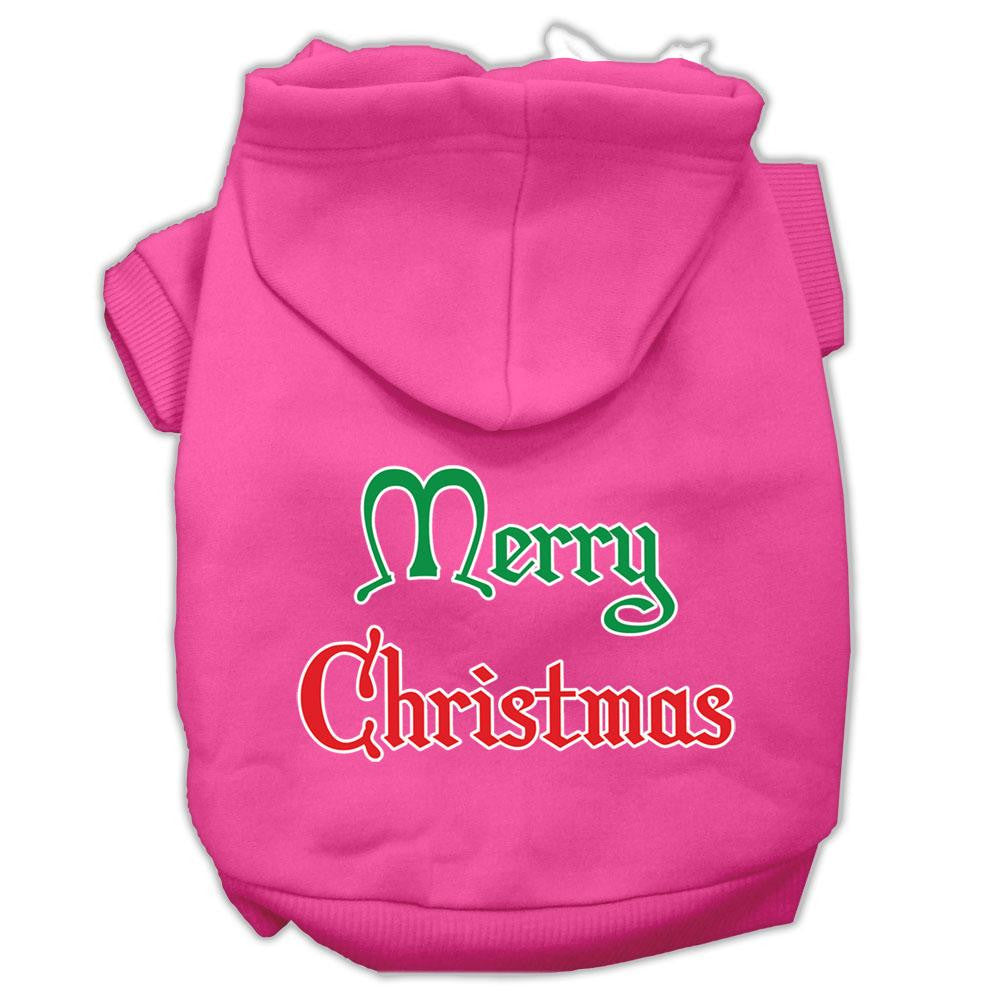 Merry Christmas Screen Print Pet Hoodies Bright Pink Size XXL (18)