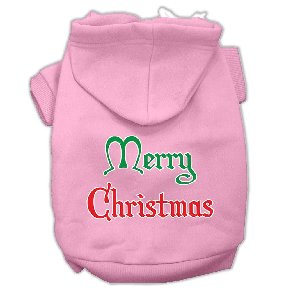 Merry Christmas Screen Print Pet Hoodies Light Pink Size XXL (18)