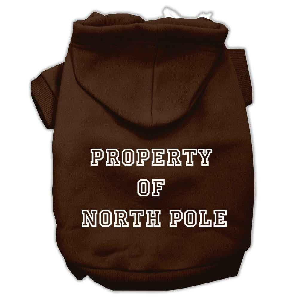 Property of North Pole Screen Print Pet Hoodies Brown Size M (12)