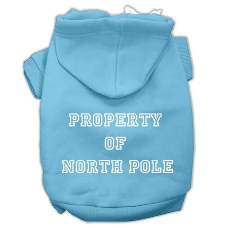 Property of North Pole Screen Print Pet Hoodies Baby Blue Size XL (16)