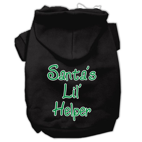 Santa's Lil' Helper Screen Print Pet Hoodies Black Size Lg (14)