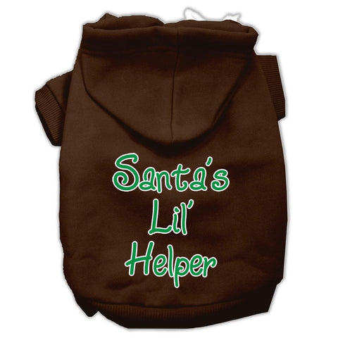 Santa's Lil' Helper Screen Print Pet Hoodies Brown Size Lg (14)