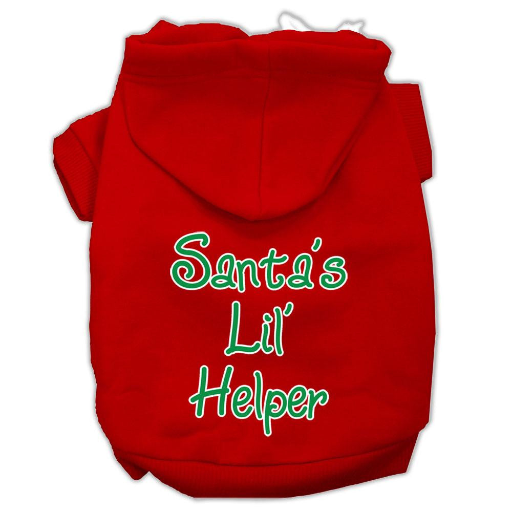 Santa's Lil' Helper Screen Print Pet Hoodies Red Size Lg (14)