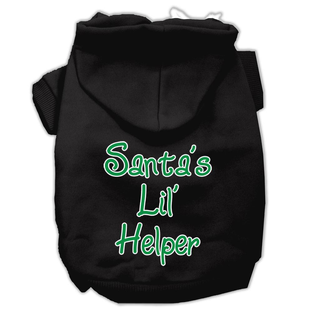 Santa's Lil' Helper Screen Print Pet Hoodies Black Size Med (12)