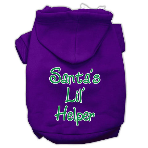 Santa's Lil' Helper Screen Print Pet Hoodies Purple Size Sm (10)